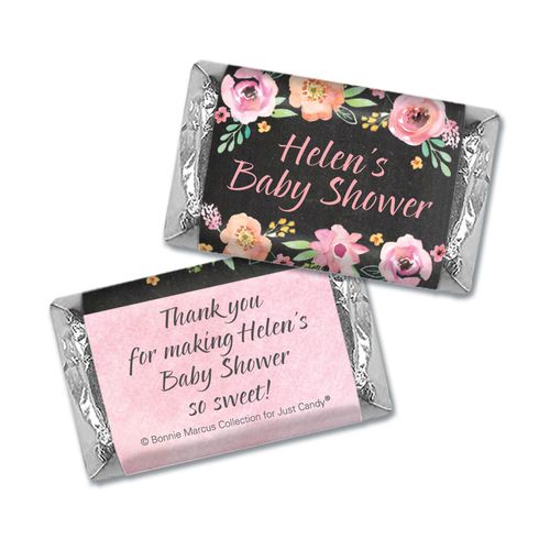Personalized Bonnie Marcus Baby Shower Watercolor Blossom Wreath Chalkboard Mini Wrappers Only