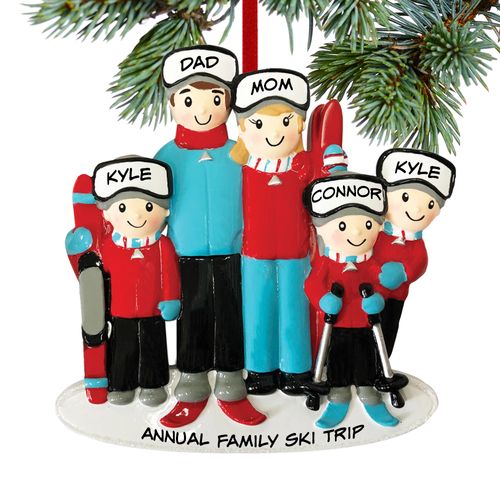 Ski Family of 5 Ornament