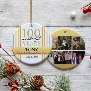 100th Birthday Collage Photo Ornament