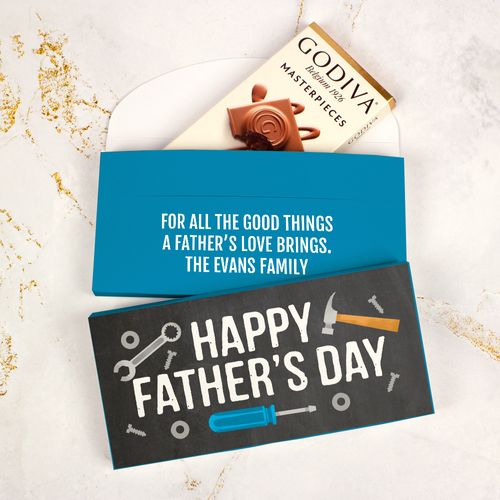 Personalized Bonnie Marcus Father's Day Tools Godiva Chocolate Bar in Gift Box