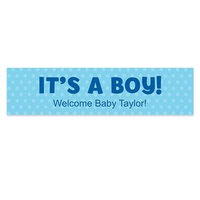 Personalized Polka Dots Boy Baby Announcement 5 Ft. Banner