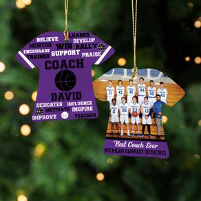 Best Coach Basketball with Image - Purple Ornament
