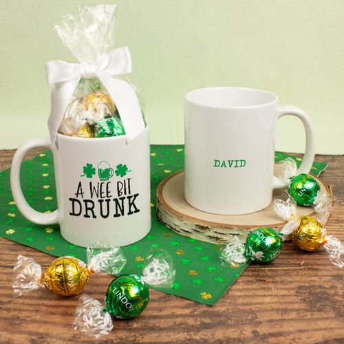 Personalized St. Patrick's Day A Wee Bit Drunk 11oz Mug with Lindt Truffles