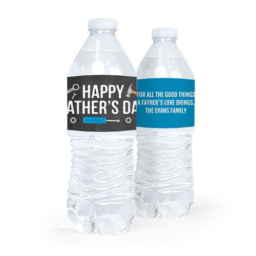 Personalized Bonnie Marcus Father's Day Tools Water Bottle Labels (5 Labels)
