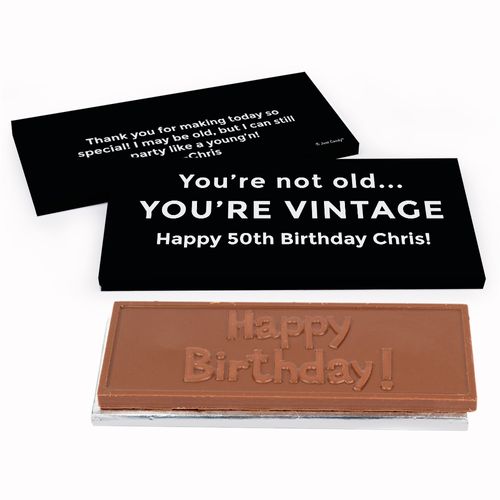 Deluxe Personalized Birthday Vintage Birthday Chocolate Bar in Gift Box
