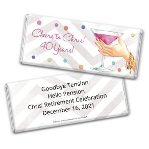 Bonnie Marcus Collection Retirement Personalized Chocolate Bar Wrappers Chocolate and Wrapper Here's to You Retirement Favors