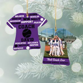 Best Coach Baseball with Image - Purple Ornament