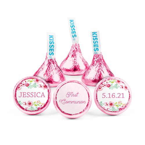 Personalized Girl 1st Communion Floral Arrangement Hershey's Kisses