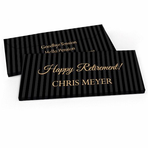 Deluxe Personalized Retirement Pinstripe Candy Bar Favor Box