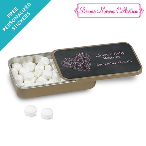 Bonnie Marcus Collection Personalized Mint Tin Sweetheart Swirl Wedding Favor
