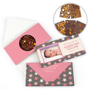 Personalized Bonnie Marcus Birth Announcement Baby Girl Star Girl Gourmet Infused Belgian Chocolate Bars (3.5oz)
