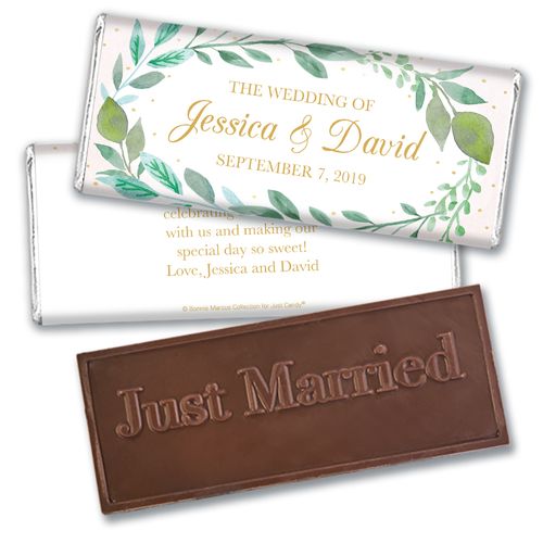 Personalized Bonnie Marcus Wedding Forever Foliage Embossed Chocolate Bar & Wrapper