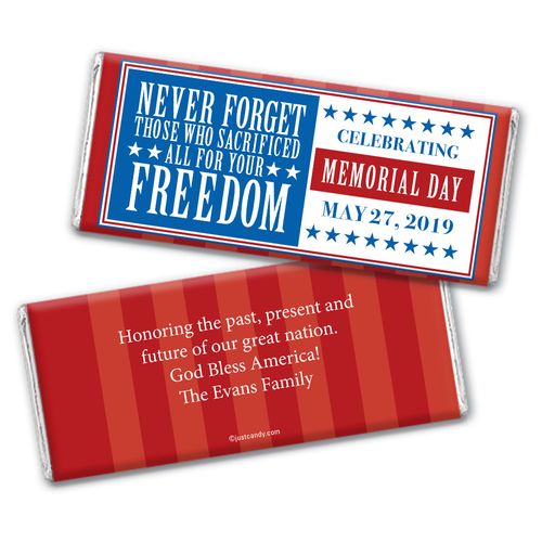 Personalized Patriotic Themed Chocolate Bar Never Forget