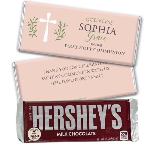 Personalized Communion God Bless Pink Chocolate Bar & Wrapper