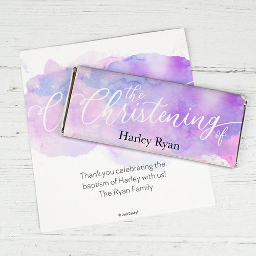 Personalized Watercolor Christening Chocolate Bar Wrappers Only