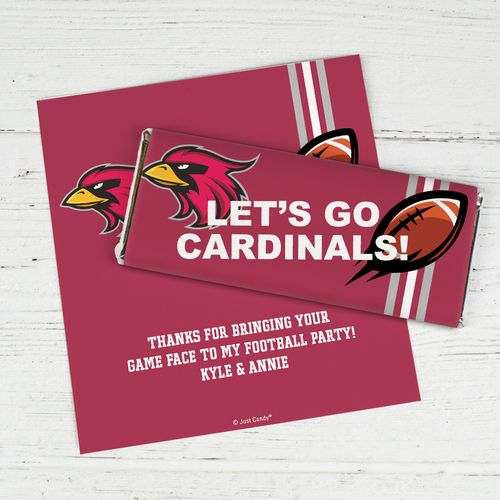 Personalized Football Party Let's Go Cardinals Chocolate Bar Wrapper Only