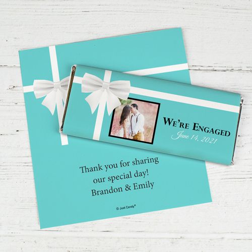 Engagement Party Personalized Chocolate Bar Wrappers Tiffany Style Present