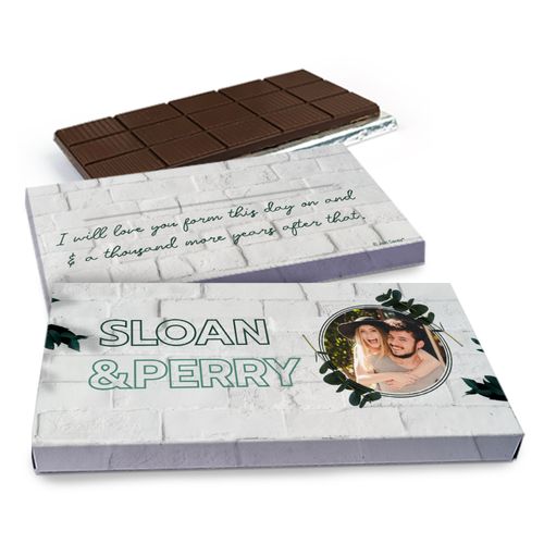Deluxe Personalized Wedding Contemporary Foliage Chocolate Bar in Gift Box (3oz Bar)