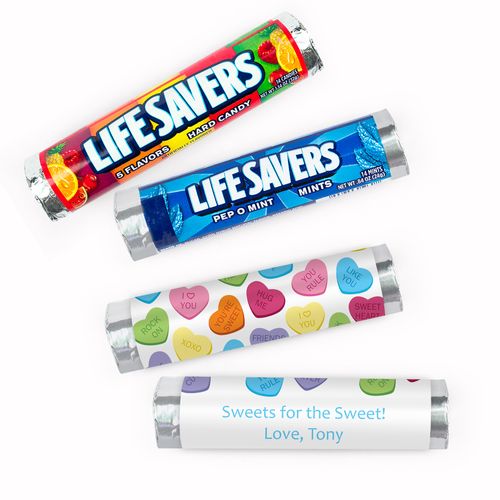 Personalized Valentine's Day Candy Hearts Lifesavers Rolls (20 Rolls)