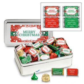 Personalized Sweet Silver Merry Christmas 1.25 lb Hershey's Mix Tin