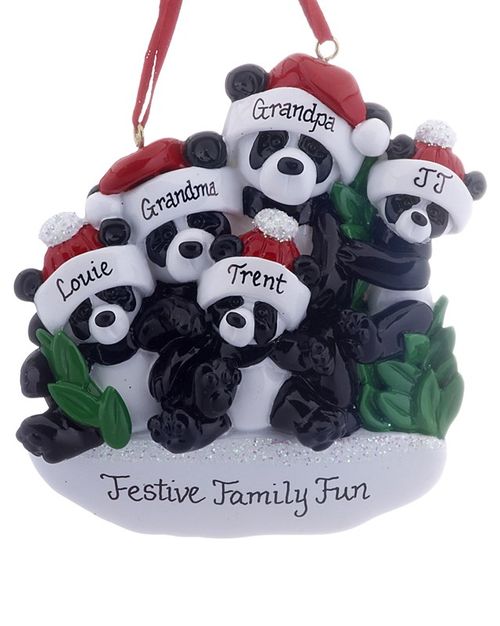 Panda Bear Family of 5 Ornament