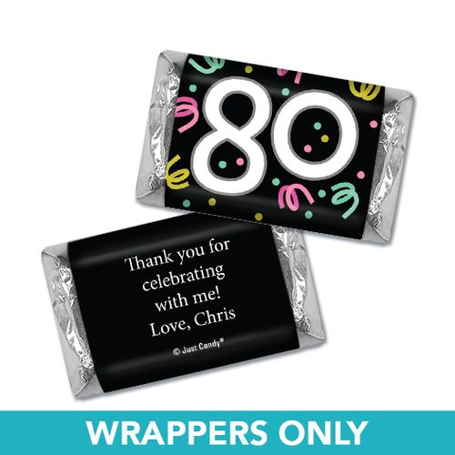 Personalized Eighty Confetti Birthday Hershey's Miniatures Wrappers Only