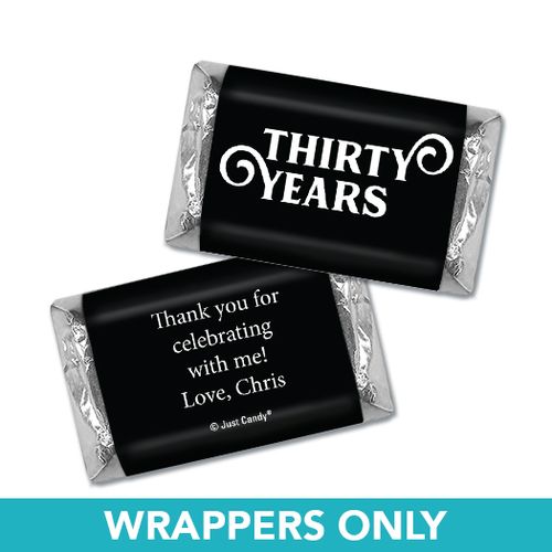 Personalized Milestones 30th Type Birthday Hershey's Miniatures Wrappers Only