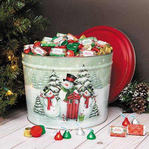 Personalized Hershey's Merry Christmas Mix Snow Family Tin - 8 lb
