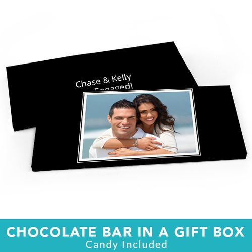 Deluxe Personalized Engagement Photo Chocolate Bar in Gift Box