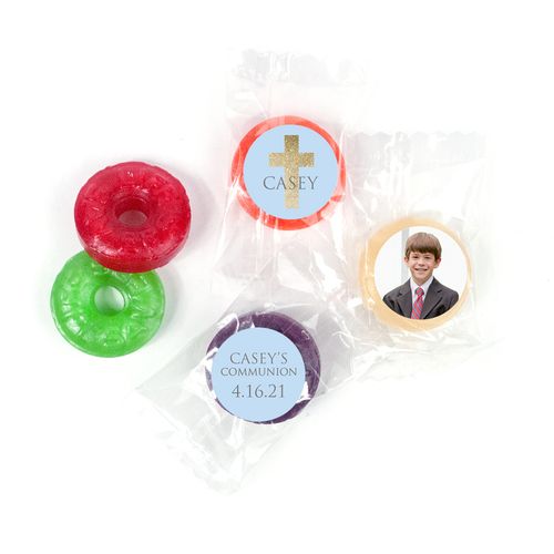 Personalized Boy First Communion Glitter Cross Life Savers 5 Flavor Hard Candy