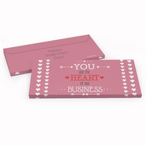 Deluxe Personalized Valentine's Day Heart of Our Business Candy Bar Favor Box