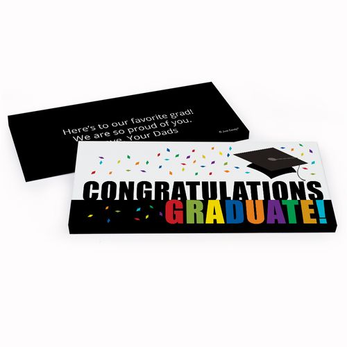 Deluxe Personalized Graduation Confetti Celebration Chocolate Bar in Gift Box