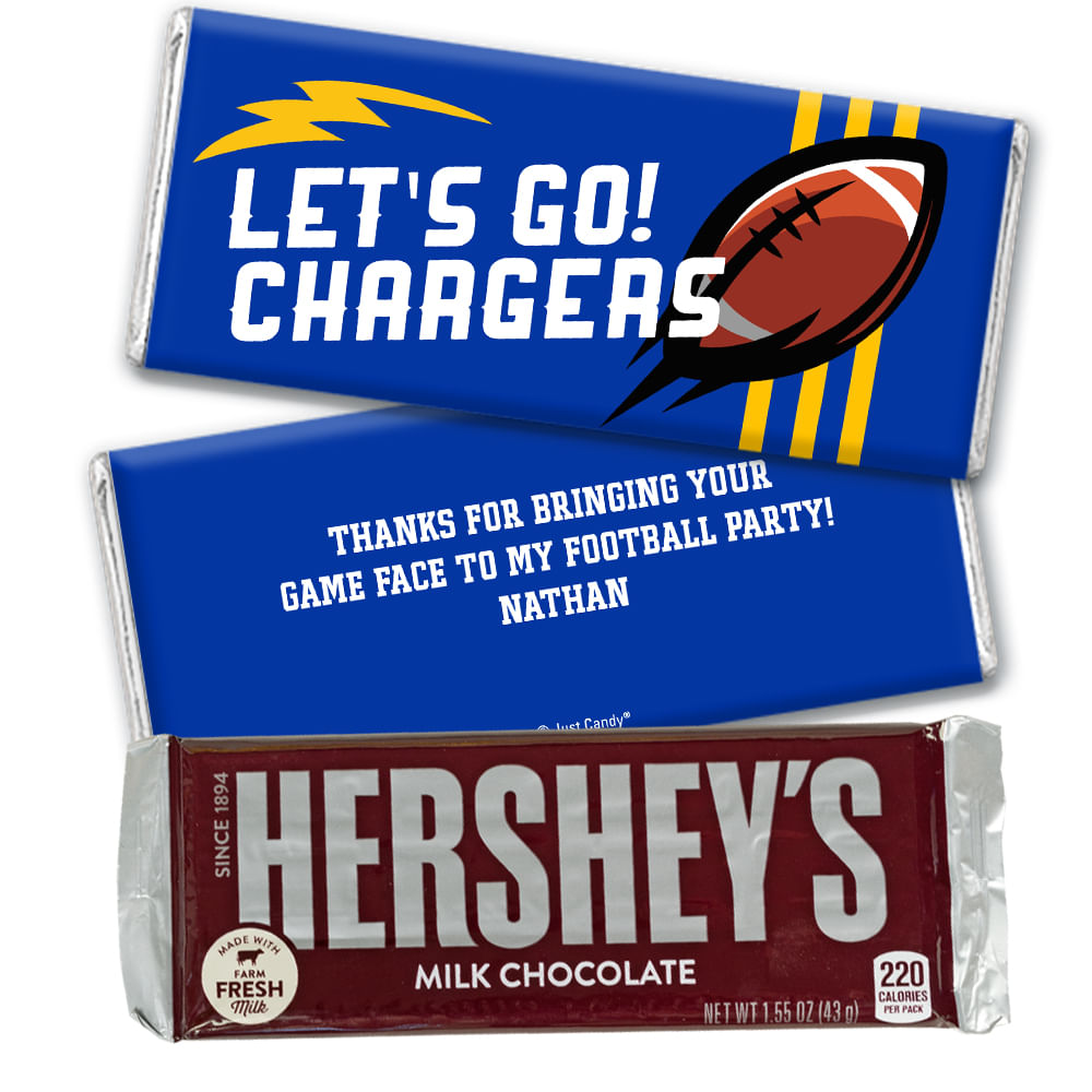 Personalized Chargers Football Party Hershey's Chocolate Bar & Wrapper ...