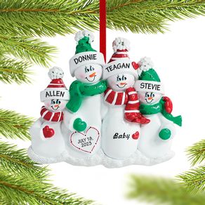Pregnant Snowman Family of 4 Ornament