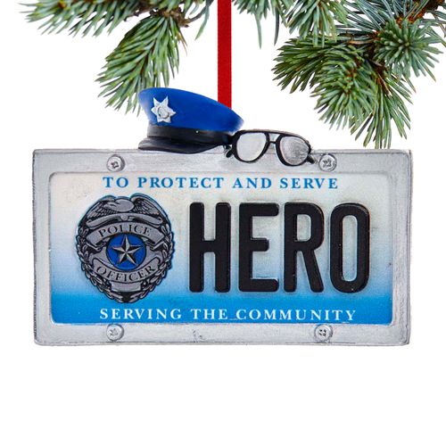 Police Hero License Plate Ornament