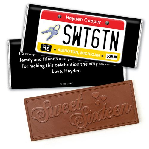 Birthday Personalized Embossed Chocolate Bar Sweet 16 License Plate