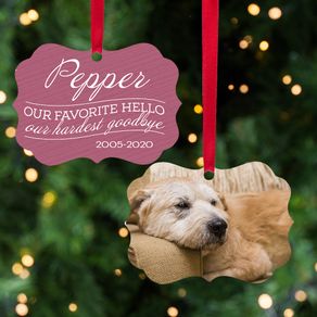 Our Favorite Hello, Our Hardest Goodbye - Pink Dog Ornament