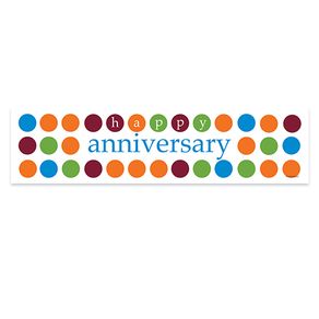 Personalized Happy Anniversary Polka Dots 5 Ft. Banner