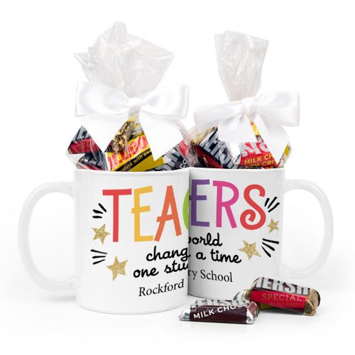 Personalized Bonnie Marcus Teacher Appreciation Gold Star 11oz Mug Hershey's Miniatures