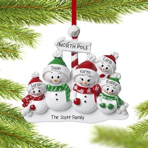 North Pole Family of 5 Ornament