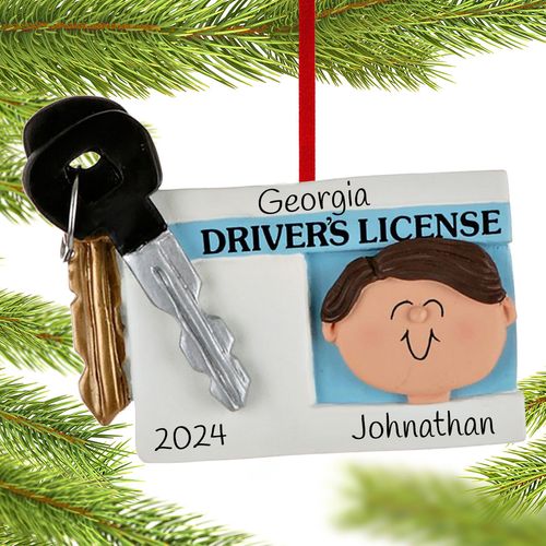 License with Key Boy Ornament