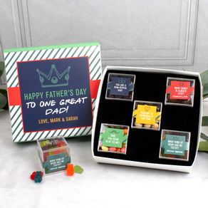 Personalized Father's Day Premium Gift Box with 5 JUST CANDY® favor cubes - One Great Dad!