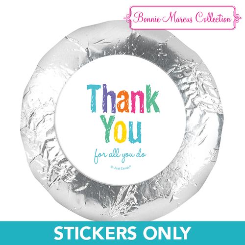 Bonnie Marcus Collection 1.25" Stickers Colorful Thank You (48 Stickers)