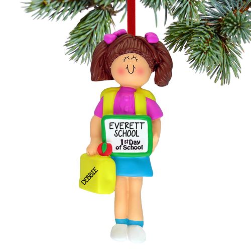 First Day of School Girl Ornament