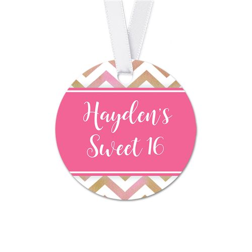Personalized Round Shimmering Stripes Birthday Favor Gift Tags (20 Pack)
