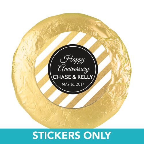 Personalized Anniversary Shimmering Stripes 1.25" Sticker (48 Stickers)