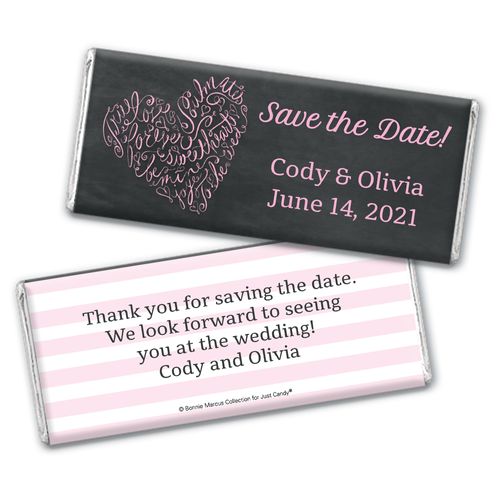 Bonnie Marcus Collection Personalized Chocolate Bar Wrappers Chocolate and Wrapper Sweetheart Swirl Save the Date