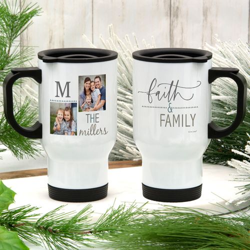 Personalized Stainless Steel Travel Mug (14oz) - Faith and Family
