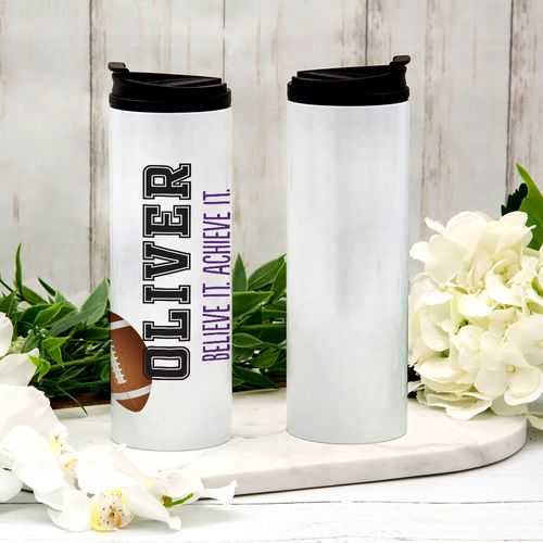 Personalized Stainless Steel Thermal Tumbler (16oz) - Football