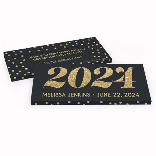 Deluxe Personalized Graduation Year of Glitter Chocolate Bar in Gift Box